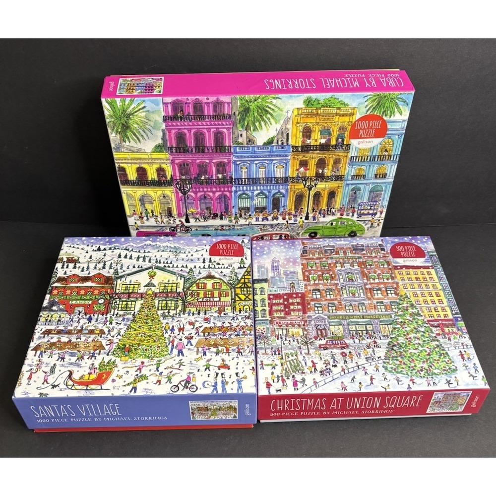 3 Galison Michael Storrings Jigsaw Puzzles 500 1000 Pcs Cuba Santa *UNVERIFIED